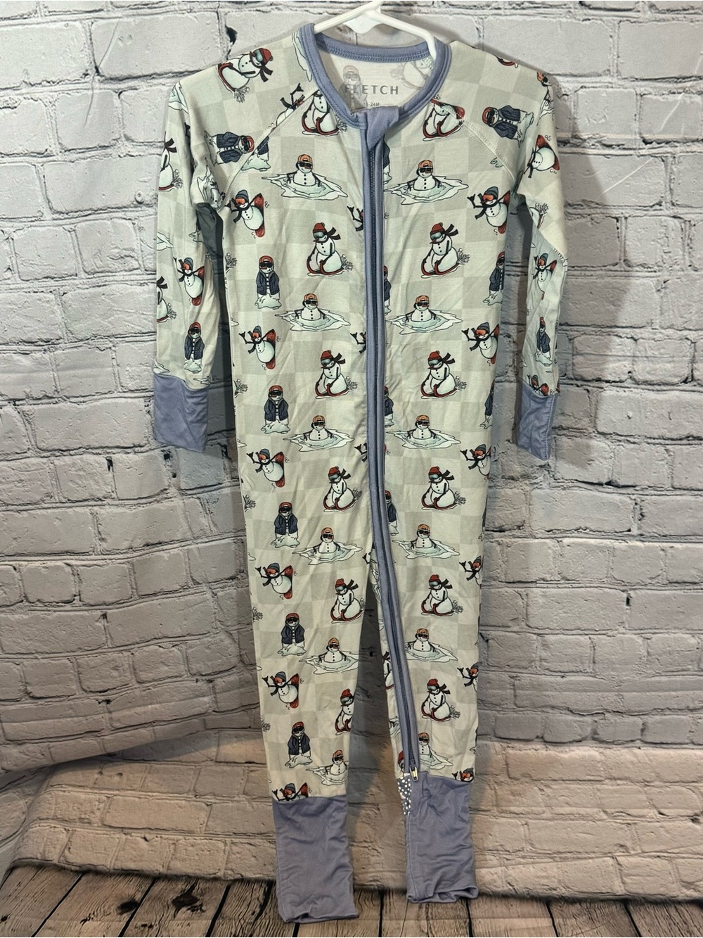 Fletch Snowman Bamboo Zippie Romper